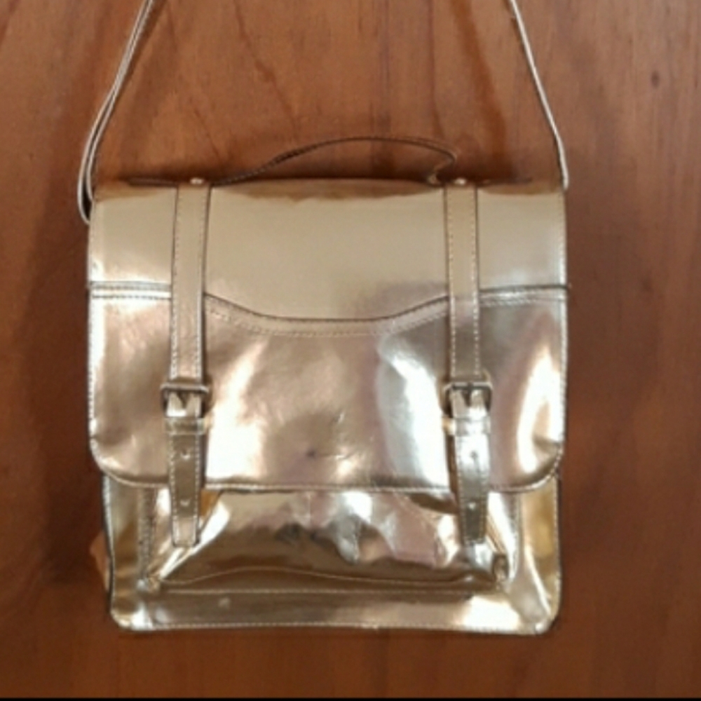 Mondani New York Gold Buckle Satchel Bag